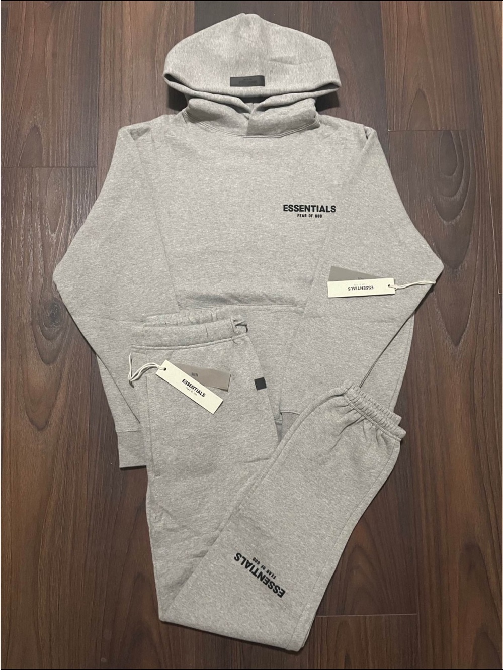 Essentials dark Grey Pullover Hoodie & Jogger Set with dust bag
